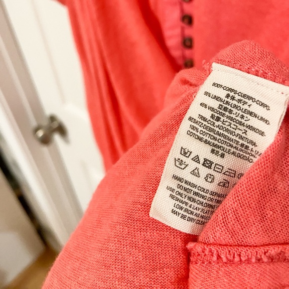 Free People Highland Linen Blend Summer Tee Top Pink Oversized Size Small - Picture 8 of 8